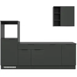 Küchenzeile Miller, schwarz, 260 cm - Küchenzeile in elegantem Schwarz, bietet funktionalen Stauraum und ist pflegeleicht. Ideal für moderne Küchen, hergestellt aus hochwertigen Materialien für Langlebigkeit.