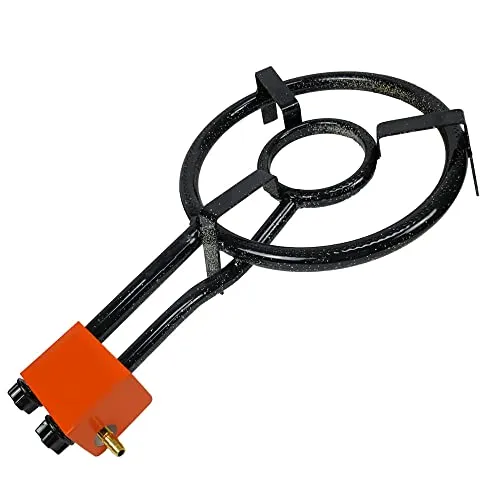 La Paella Campeggio, Alloy Steel, Schwarz, 6 - Grillzubehör für perfekte Paella, inkl. Gasbrenner mit 2 Ringen und 35 cm Durchmesser für gleichmäßige Hitzeverteilung.