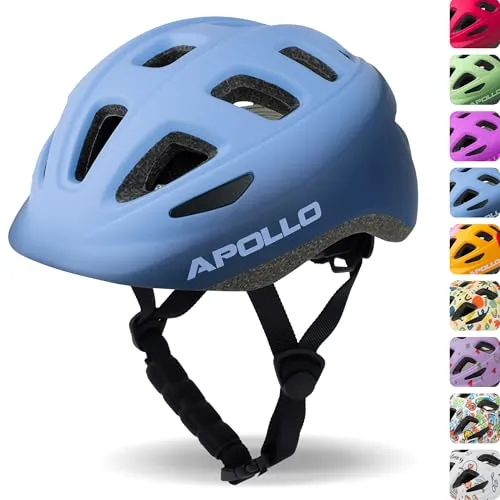 Apollo Kinder Fahrradhelm - Verstellbarer Multisport Helm für Jungen und Mädchen - Multisport Fahrradhelm für Kinder ab 3 Jahren, Größenverstellbar von 48-56 cm. Robuste Außenschale, 17 Belüftungslöcher für hohen Tragekomfort und Sicherheit beim Radfahren, Rollerfahren und mehr.