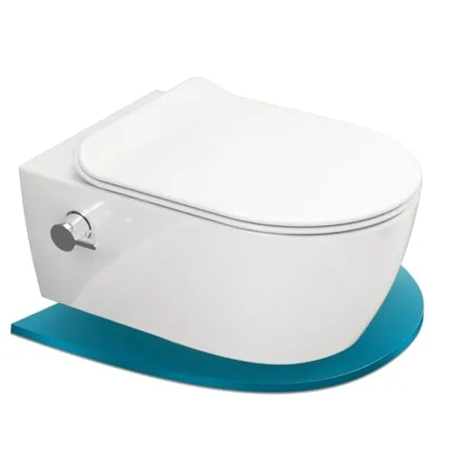 SSWW Dusch-WC mit Softclose Sitz - spülrandloses Tiefspül-WC - Wandhängendes WC mit antibakterieller Nano-Versiegelung und wassersparender Edelstahldüse, ideal für moderne Bäder.