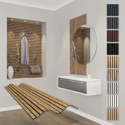 HEXIM Akustikpaneele 118x60cm Pecan - Flexible Wandverkleidung - Akustikpaneel in Holzoptik, 118x60 cm, ideal zur Verbesserung der Raumakustik. Schlichte Eleganz und einfache Montage für stilvolle Akzente in jedem Raum. Hergestellt aus nachhaltigen Materialien.