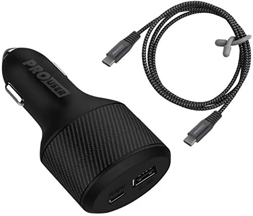 Pro User 2-Fach-USB Car Charger 108W (112.5W SCP) im Set: Auto Ladegerät mit 90W USB-C PD und USB-A Fast Charge + 100W USB C Kabel 100cm; für 12V/ 24V - PKW/LKW/Wohnmobil, lädt Handy, Tablet, Laptop