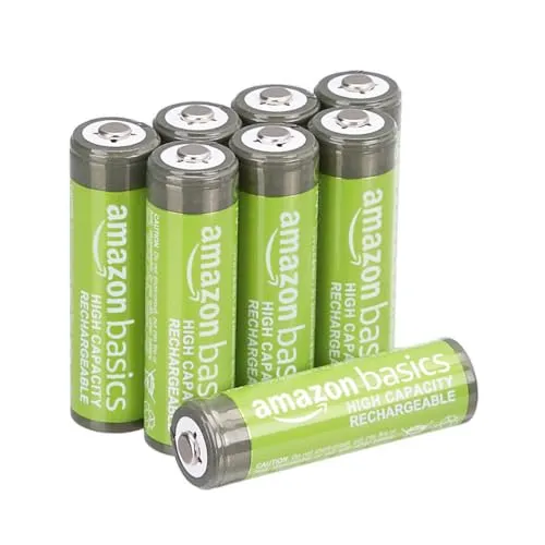Amazon Basics 8er-Pack wiederaufladbare AA-NiMH-Batterien mit hoher Kapazität, 2400 mAh, 1,2 V, bis zu 400-mal aufladbar, vorgeladen