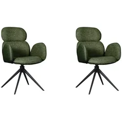 Label51 Esszimmerstuhl Vidar, Grün - Eleganter 1-Sitzer Esszimmerstuhl aus hochwertigem Bouclé-Stoff, bietet luxuriösen Komfort und modernes Design für Ihr Zuhause.