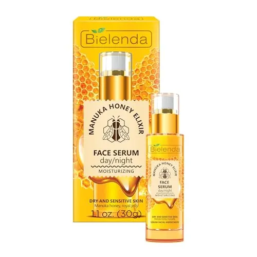 Bielenda Manuka Honey Serum für trockene Haut 30 g - Bielenda Manuka Honey, 30 g, Gesichtsserum für Damen, ideal zur Unterstützung der Pflege trockener Haut. Die flüssige Formel zieht schnell ein und sorgt für intensive Feuchtigkeit und Nährstoffe. Perfekt für Ihre tägliche Pflegeroutine.
