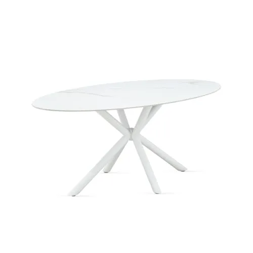 Giga Meubel Esstisch Roxy - Weiß Keramik - 180x90x75cm - Eleganter Esstisch Roxy mit langlebiger Sintered Stone Tischplatte im Marmor-Look. Das moderne weiße Metallgestell sorgt für Stabilität und verleiht Ihrem Esszimmer einen stilvollen Akzent. Ideal für gesellige Abende!