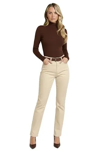 ESRA Damen Hose Straight Leg High-Waist - Damen-Jeanshosen mit hervorragender Passform und hohem Tragekomfort dank Stretch-Anteil. Ideal bis Übergröße 56 für jeden Anlass.