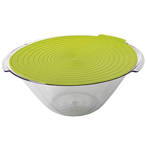Westmark Salat-/Servierschüssel, mit Haltegriffen und Deckel, Fassungsvermögen: 4 Liter, ø 32 cm, Kunststoff, BPA-frei, Fresh, Farbe: Grün/Klar, 2440227A