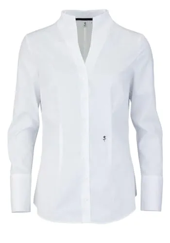 Klassische Bluse SEIDENSTICKER, Damen, Gr. XS (34), weiß - Elegante Slim Fit Kelchkragenbluse aus 100% Baumwolle, ideal für stilvolle Business-Outfits. Pflegeleicht und nachhaltig, perfekt für jeden Anlass.
