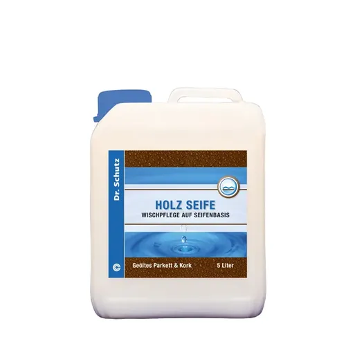 Dr.Schutz Holzreiniger Holzseife Konzentrat 5L - Bodenreiniger für geöltes und gewachstes Holz, reinigt sanft und hinterlässt einen seidenmatten Pflegefilm. Ideal für die tägliche Pflege und Erstbehandlung von Holz- und Korkfußböden.