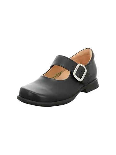 Think! Damen PENSA Halbschuhe - Chromfrei gegerbte Nachhaltigkeit in Schwarz - Damen-Ballerinas aus chromfrei gegerbtem Oberleder, mit austauschbarer Innensohle für optimalen Komfort und weicher Gummisohle für Dämpfung. Ideal für breite Füße.