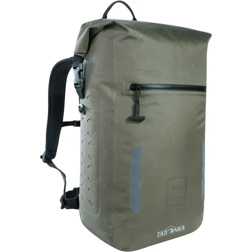 Tatonka Commuter Rolltop 25 WP stone grey olive (332) - Wasserdichter Fahrrad-Rucksack mit Rollverschluss, ideal für Pendler. Höchster Tragekomfort durch gepolstertes Vent Comfort-System und sichere Organisation dank großzügigem Hauptfach und Laptop-Tasche.