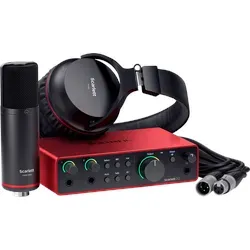 Focusrite Scarlett4-Studio - Professionelles Audio-Interface - Audio-Interface mit 4 Eingängen für gleichzeitige Aufnahme von Gesang und Instrumenten. Inklusive Mikrofon und Hitmaker Expansion Set für kreative Musikproduktion.
