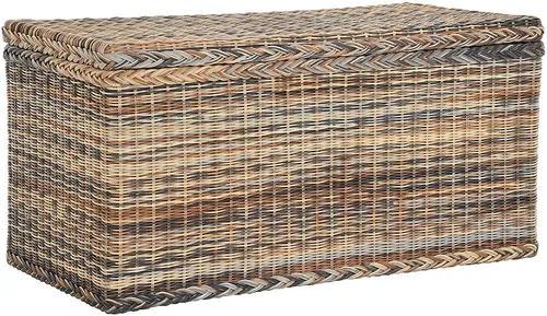Korb-Outlet Truhe aus Rattan (Terracotta, MAX) - Schrankkoffer aus echtem Rattan mit herausnehmbarem Stoffinlett, ideal für Wäsche und vielseitig einsetzbar im Flur, Schlafzimmer oder Waschküche.