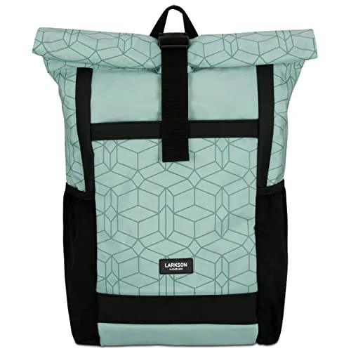 LARKSON Rolltop Rucksack Damen Groß Mint - Daypack für Schule und Uni, 16 Zoll Laptop Fach, nachhaltig und mit Anti-Diebstahl-Funktion
