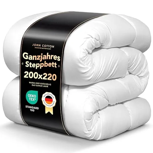 John Cotton NightCloud Bettdecke 200x220 - Allergikerfreundliche Premium Steppdecke - Bettdecken für Allergiker, mit innovativer Dreamium Technologie für mehr Weichheit und Wärmeisolierung. Ideal für ein gesundes Schlafklima das ganze Jahr über.