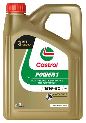 Castrol POWER1 4T 15W-50 Motoröl - Hochleistungsmotoröl für Motorräder, bietet überlegenen Schutz und Leistung bei hohen Temperaturen.