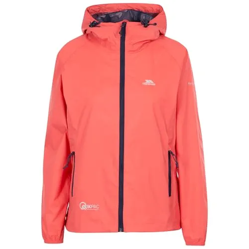 Trespass Wasserdichte Packaway-Jacke für Damen Qikpac, Pfirsich-Blush, L - Funktionsjacken für Damen, wasserdicht und packbar, ideal für Outdoor-Aktivitäten und Freizeit, damit Sie wetterfest und stylish unterwegs sind.