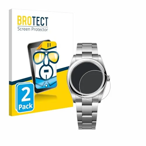 BROTECT (2 Stück Schutzfolie für Rolex Oyster Perpetual 36 Displayschutz Folie Ultra-Klar