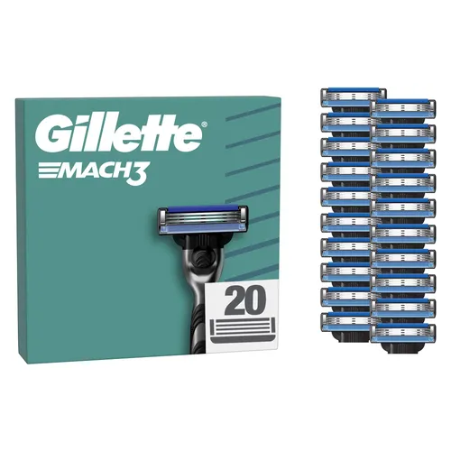 Gillette Mach3 Rasierklingen für Männer - 20 Stück - Herren Rasierklingen, mit fortschrittlicher Klingen-Technologie für eine sanfte und gründliche Rasur.