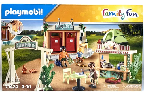 PLAYMOBIL Family Fun 71424 Campingplatz - 100-teiliges Abenteuer-Set mit Zelt, Küche und Kiosk für unvergessliche Camping-Erlebnisse ab 4 Jahren