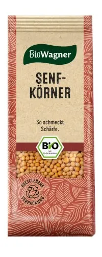 BioWagner - Bio Senfkörner | für Marinaden oder zum Einlegen von Obst und Gemüse | naturbelassene Bio-Zutaten | recyclebare Verpackung | 60 g