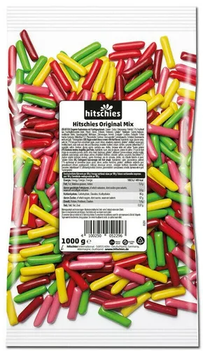 Hitschler Hitschies Original Mix Kaubonbon 1 kg Beutel - Fruchtgummis/Lakritze, glutenfrei und ideal für alle Gelegenheiten – der perfekte süße Genuss für Groß und Klein!