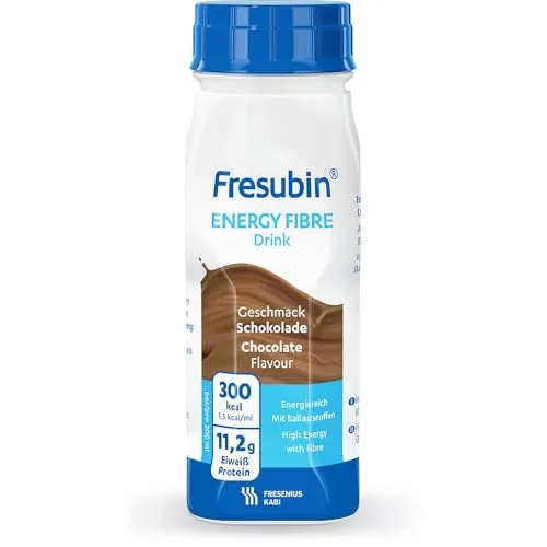 FRESUBIN Energy Fibre Drink Schokolade 24 x 200 ml - Arzneimittel, hochkalorische Trinknahrung mit 1,5 kcal/ml, ideal für Menschen mit Appetitlosigkeit oder erhöhtem Energiebedarf, laktose- und glutenfrei.