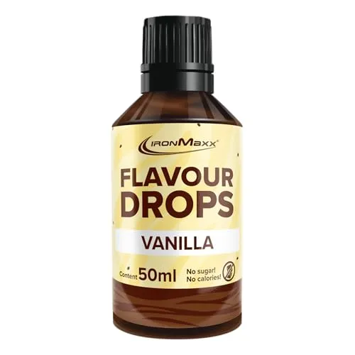 Flavour Drops zuckerfrei & vegan 50ml Vanilla - Aromatropfen ohne Kalorien zum Süßen von Lebensmitteln, Mit praktischem Tropfer-Verschluss