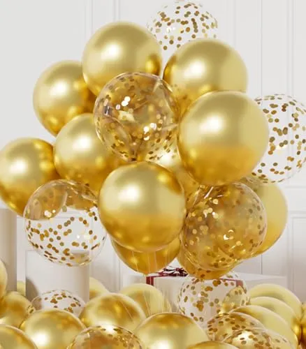 AULE Luftballons Gold Metallic Helium: 42 Stück 12 Zoll Goldene Konfetti Luftballon Latex Ballons Geburtstagsdeko Deko für Graduation Jahrestag Junggesellenabschied Geburtstag