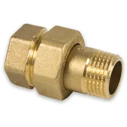 Messing Gewinde-Fitting Verschraubung gerade flachdichtend IG-AG, schwere Ausführung (Ausführung: 1/2''IG/AG)