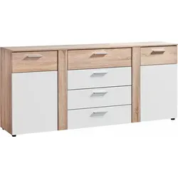 Kommode PROCONTOUR "Trenti BESTSELLER", eichefarben - Kommode in Eichefarben-Weiß, 4 Schubkästen und variabel verstellbare Einlegeböden bieten viel Stauraum. Ideal für kleine Räume und in hochwertiger Verarbeitung.
