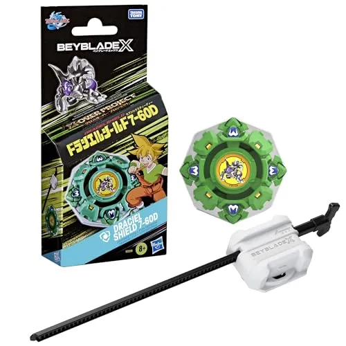 Hasbro Beyblade X X-Over Project Draciel Shield 7-60D Pack Set mit Takara Tomy Kreisel (Abwehr-Typ) und Starter, Kampfkreisel Spiel, Spielzeug, ab 8 Jahren
