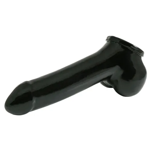 Latex Penishülle XL mit Hodensack schwarz Schaft 16 cm Penis Hülle Latexkleidung