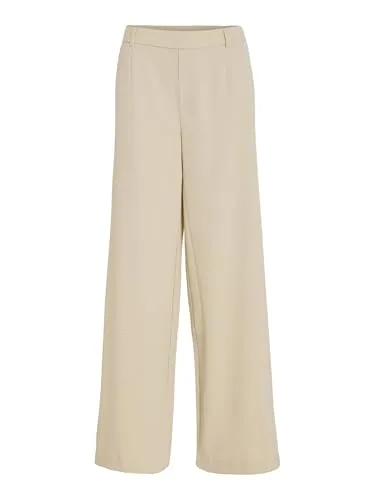 Vila VIVARONE High Waist Wide Leg Hose - Modische Stoffhose mit hohem Bund und weitem Bein, ideal für vielseitige Outfits. Bequemer elastischer Einsatz am Rücken für optimalen Tragekomfort.