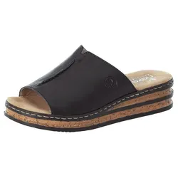 Rieker Damen Pantoletten 629M9 - Damen Pantoletten mit weicher Decksohle und 4.1 cm Keilabsatz, ideal für den Sommer und perfekten Tragekomfort.