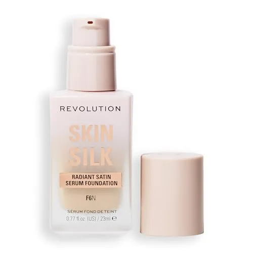 Makeup Revolution, Skin Silk Serum Foundation, Light to Medium Coverage, Contains Hyaluronic Acid, F6, 23ml