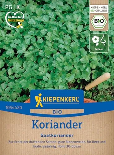 Kiepenkerl BIO Koriandersamen Saatkoriander 1054420 - Das perfekte Saatgut mit duftenden Samen. Für alle Gartenliebhaber die ein Herz für Nützlinge haben. - Koriandersamen