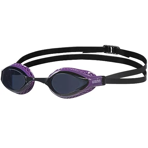 Arena Air-Speed Brillen Dark Smoke-Purple One Size - Wettkampf-Schwimmbrille mit fogenfreien Gläsern und innovativen Air-Dichtungen für höchsten Komfort. Ideal für Wettkampfschwimmer, UV-Schutz und perfekte Anpassung dank austauschbarer Nasenstege.