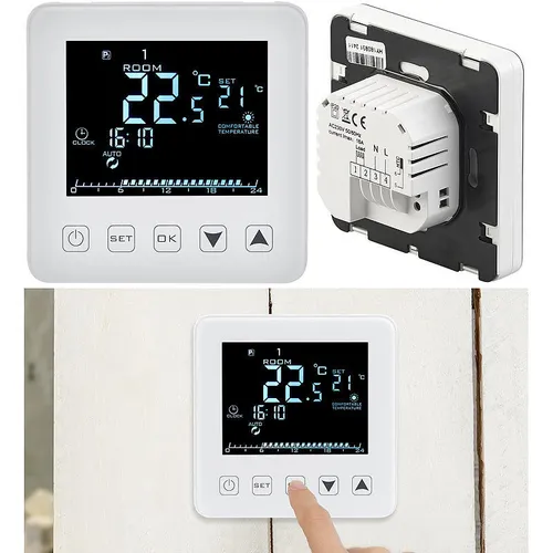 revolt Wand-Thermostat für Fußbodenheizung - Steuerungen für effiziente Heizungsregelung, programmierbar mit LCD und Touch-Tasten für einfache Bedienung.
