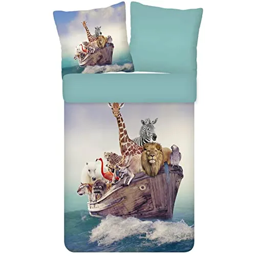 ESPiCO Bettwäsche Trendy Bedding Arche Noah - 2-teiliges Bettwäsche-Set für Kinder mit beeindruckenden Tier-Motiven aus 100% Baumwolle, atmungsaktiv und hautsympathisch, ideal für Tier-Liebhaber.