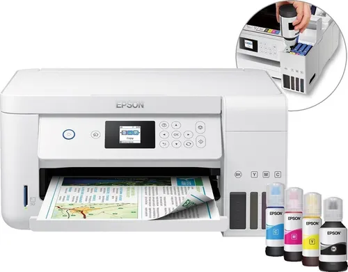 Epson EcoTank ET-2756 A4 Multifunktionsdrucker - Drucker, Kopierer und Scanner in einem Gerät, kabellose Verbindung, kosteneffizient dank nachfüllbarer Tintentanks, ideal für Zuhause und kleine Büros.