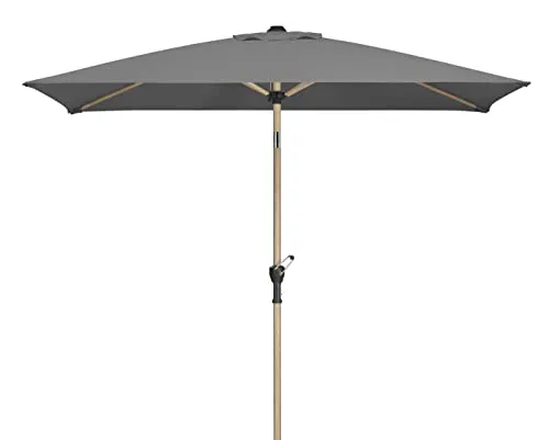 Schneider Sonnenschirm Cordoba, anthrazit, 230x150 cm - Stabiler Sonnenschirm mit hochwertiger Polyesterbespannung, ideal für den Garten. Das pulverbeschichtete Stahl-Gestell in Holzoptik sorgt für eine ansprechende Optik und Langlebigkeit.