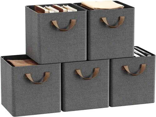 Woltu Aufbewahrungsbox (5 St) - Faltbare Stoffbox mit stabilen Griffen - Aufbewahrungsboxen, ideal für die Ordnung von Kleidung, Spielzeug und mehr. Hergestellt aus langlebigem, schmutzabweisendem Material mit praktischem faltbarem Design.