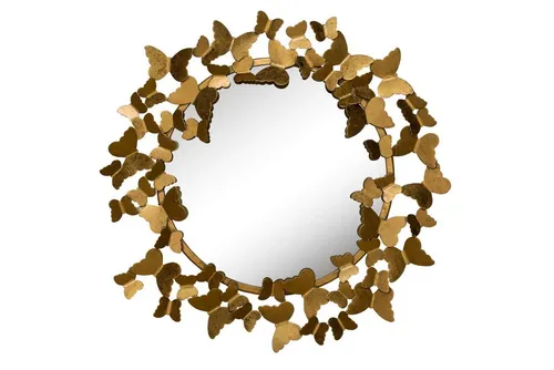 KUNSTLOFT Gilded Butterflies Wandspiegel 63x63 cm – Handgefertigt und Elegant - Eleganter Deko-Spiegel aus goldfarbenem Metall, ideal für stilvolle Akzente in Ihrem Zuhause. Einfach selbst zu montieren und pflegeleicht.