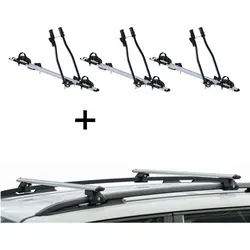 3x Fahrradträger SAGITTAR Set für Volvo XC90 ab 02 - Fahrradträger Set für Volvo XC90 ab 02, ideal für den sicheren Transport von 3 Fahrrädern auf dem Dach, inklusive leicht montierbarem Relingträger aus Aluminium.