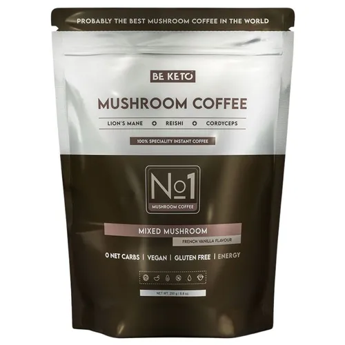 BeKeto Café Soluble Pilz Lion's Mane Cordyceps Reishi Französische Vanille 250 g