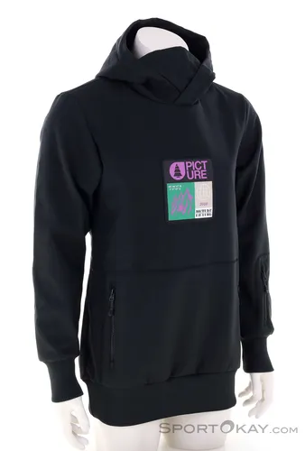Picture Herren Parker Hoodie (Größe M, schwarz) - Funktionsjacke aus Softshell mit integriertem Halswärmer, windabweisend und ideal für aktive Freizeitgestaltung.