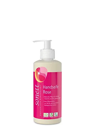 Sonett Handseife Rose 300 ml - Handseife aus 100% biologischen Ölen, mild und pflegend für Hände und Körper. Ideal für Betriebe und soziale Einrichtungen, um Hygiene nachhaltig zu gewährleisten.