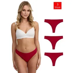 Tazzio String 3er-Pack Damen Tanga F933 (Packung, 3-St., 3er-Pack) Ripp-Struktur für angenehmen Tragekomfort rot S